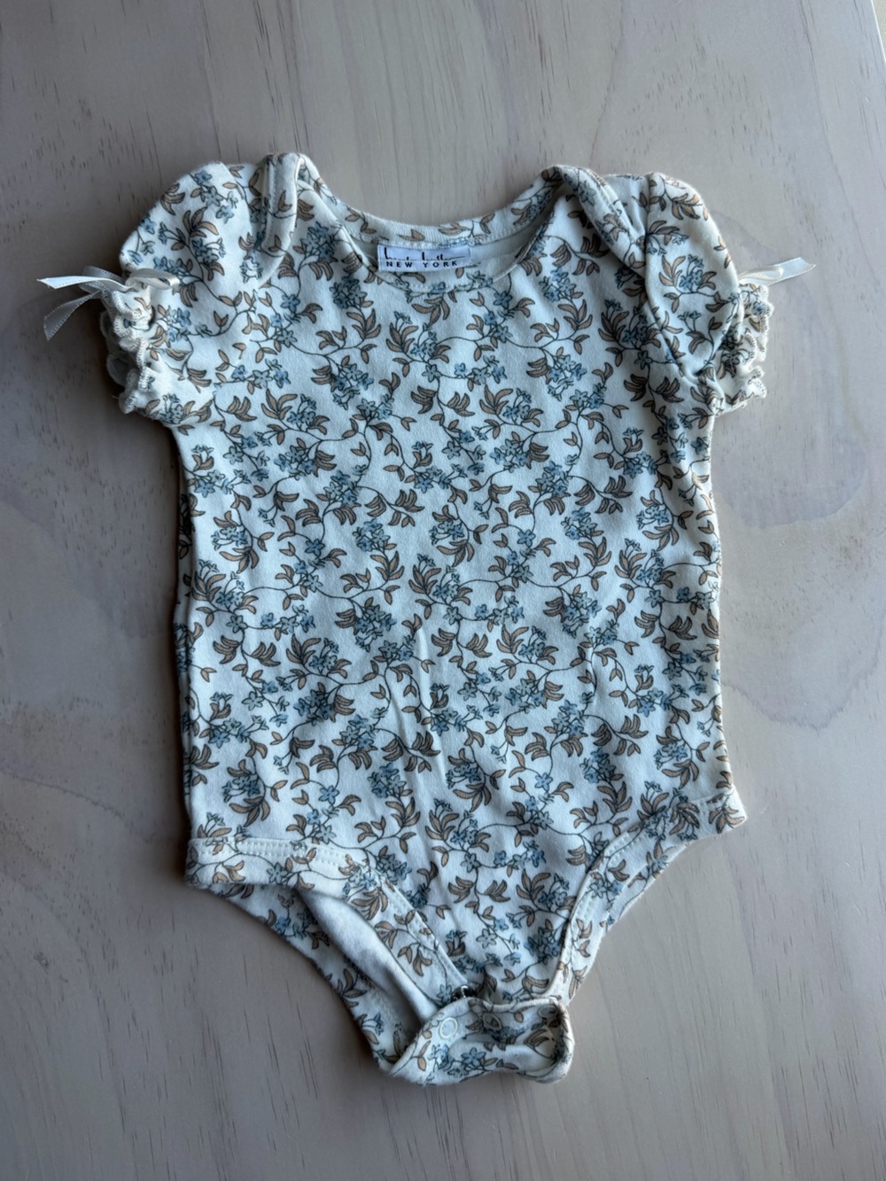 New York Floral Print Cream Baby One-Piece